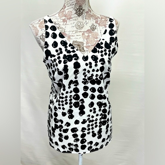 BANANA REPUBLIC Black and white dot tank‎ size M - Picture 1 of 12